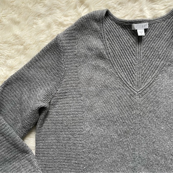 J. Jill Sweater Tunic V-neck Side Split Long Sleeve Textured Gray M - Picture 4 of 11